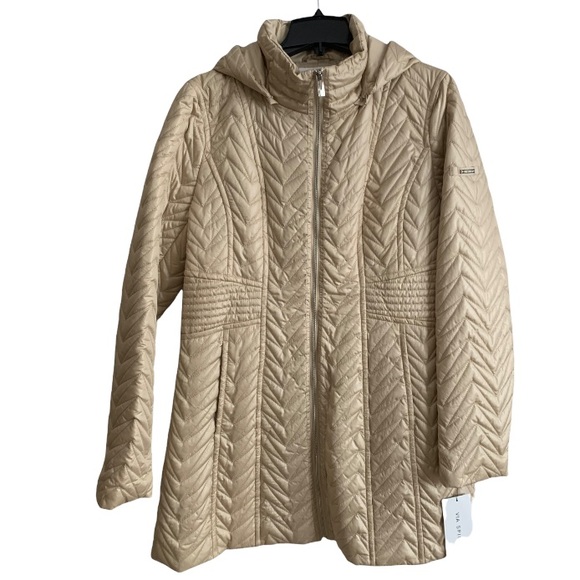 Via Spiga Women's Beige Long Sleeve Winter Jacket With Detachable Hood - Picture 4 of 13
